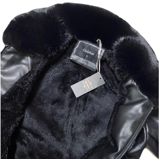 Giolshon ブラック フェイクファー フェイクレザー ロングコート S < 女性ファッション Giolshon ブラック フェイクファー フェイクレザー ロングコート S < 女性ファッションの