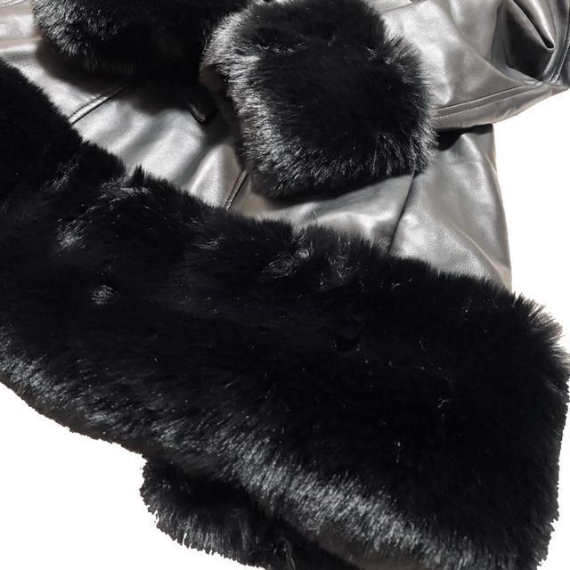 Giolshon ブラック フェイクファー フェイクレザー ロングコート S < 女性ファッション Giolshon ブラック フェイクファー フェイクレザー ロングコート S < 女性ファッションの