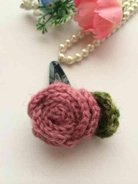ハンドメイド スリーピン 巻き巻き薔薇 ピンク ウール ガーリー < 女性ファッション  ハンドメイド スリーピン 巻き巻き薔薇 ピンク ウール ガーリー < 女性ファッションの