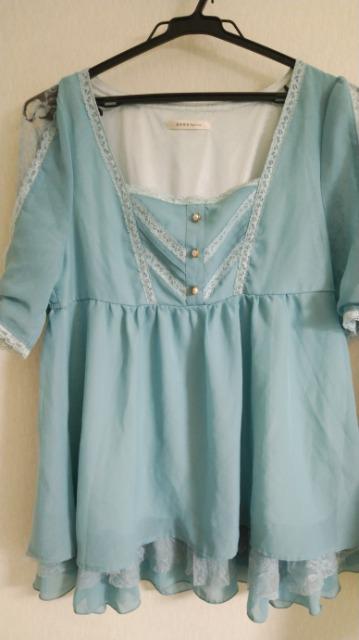 リボン&袖レースチュニックOP◆エメラルドグリーン◆セット割 < ブランド リボン&袖レースチュニックOP◆エメラルドグリーン◆セット割 < ブランドの