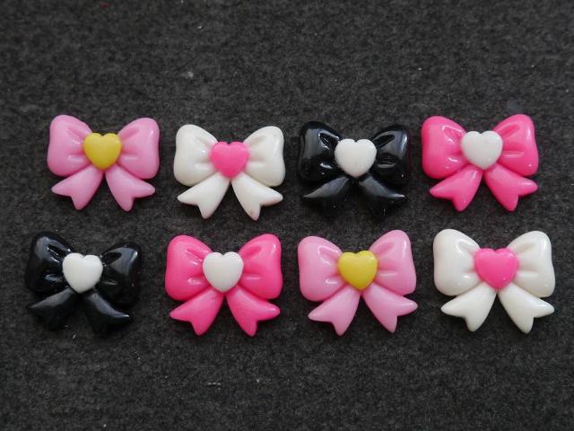 プラパーツ 手芸・アクセサリーパーツ  ハートりぼん 8個セット < 香水/コスメ/ネイル  プラパーツ 手芸・アクセサリーパーツ  ハートりぼん 8個セット  < 香水/コスメ/ネイルの