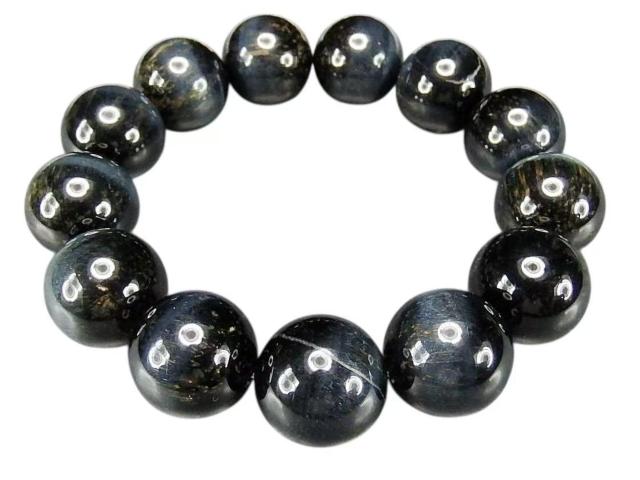 一点物天然色ブルータイガーアイ約18mm超大玉天然石数珠ブレスレット < 男性アクセサリー/時計  一点物天然色ブルータイガーアイ約18mm超大玉天然石数珠ブレスレット  < 男性アクセサリー/時計の