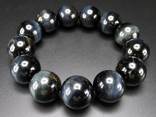 一点物天然色ブルータイガーアイ約18mm超大玉天然石数珠ブレスレット < 男性アクセサリー/時計  一点物天然色ブルータイガーアイ約18mm超大玉天然石数珠ブレスレット < 男性アクセサリー/時計の