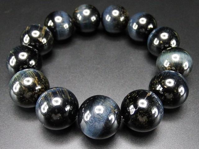 一点物天然色ブルータイガーアイ約18mm超大玉天然石数珠ブレスレット < 男性アクセサリー/時計  一点物天然色ブルータイガーアイ約18mm超大玉天然石数珠ブレスレット < 男性アクセサリー/時計の