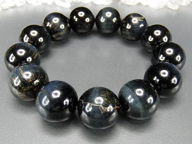 一点物天然色ブルータイガーアイ約18mm超大玉天然石数珠ブレスレット < 男性アクセサリー/時計  一点物天然色ブルータイガーアイ約18mm超大玉天然石数珠ブレスレット < 男性アクセサリー/時計の