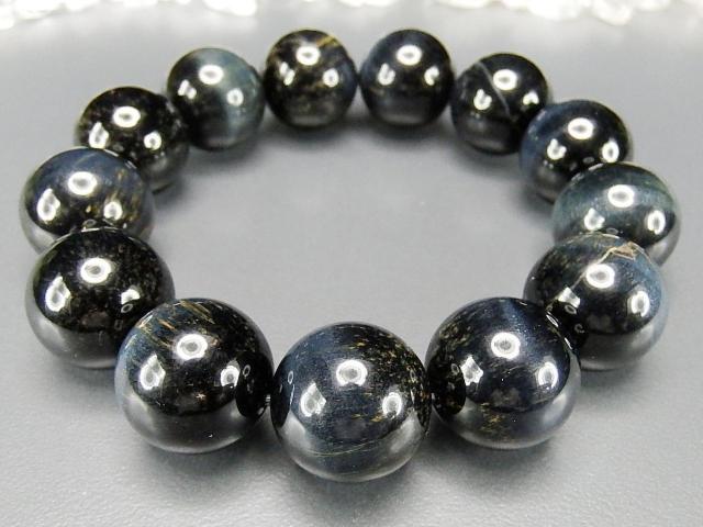 一点物天然色ブルータイガーアイ約18mm超大玉天然石数珠ブレスレット < 男性アクセサリー/時計  一点物天然色ブルータイガーアイ約18mm超大玉天然石数珠ブレスレット < 男性アクセサリー/時計の