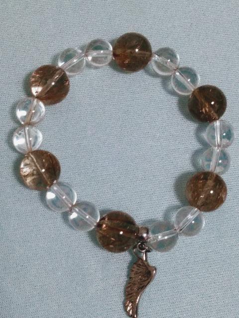 パネルチャームつき★ルチルと水晶ブレスレット < 女性アクセサリー/時計 パネルチャームつき★ルチルと水晶ブレスレット < 女性アクセサリー/時計の