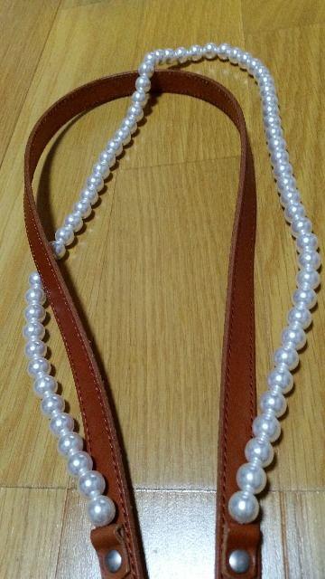 未使用 パール付き ベルト ブラウン < 女性ファッション  未使用 パール付き ベルト ブラウン < 女性ファッションの