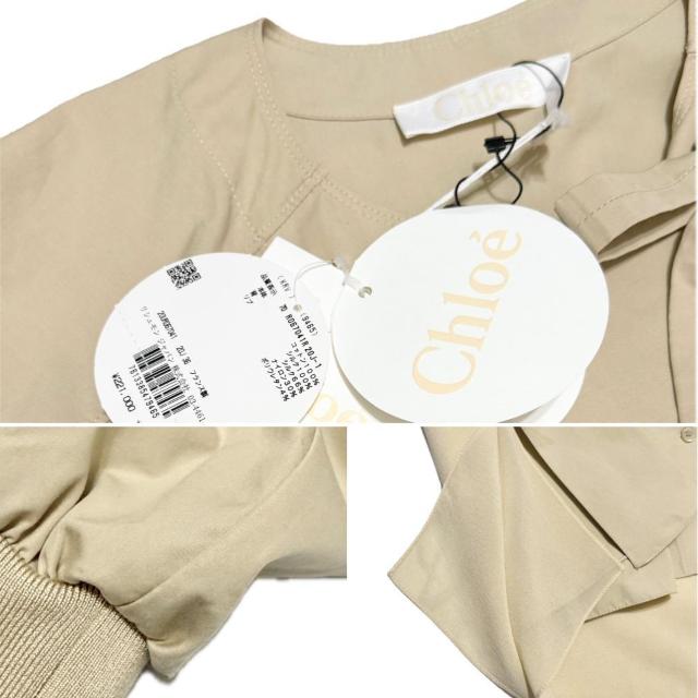 新品クロエChloeリボン付き7分袖シャツワンピース綿×絹ベ < ブランド 新品クロエChloeリボン付き7分袖シャツワンピース綿×絹ベ < ブランドの