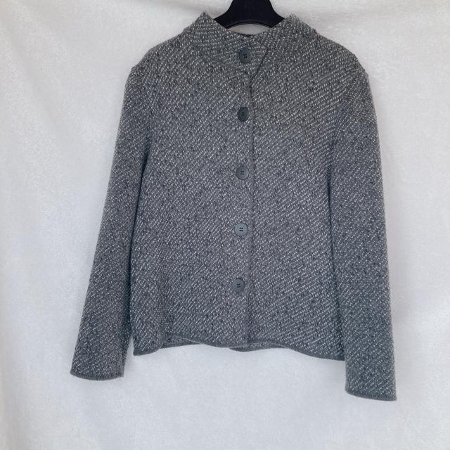 ゆったり ニット ハーフコート ジャケット ダークグレー M 裏地なし 毛混 日本製 N2m < 女性ファッション ゆったり ニット ハーフコート ジャケット ダークグレー M 裏地なし 毛混 日本製 N2m < 女性ファッションの