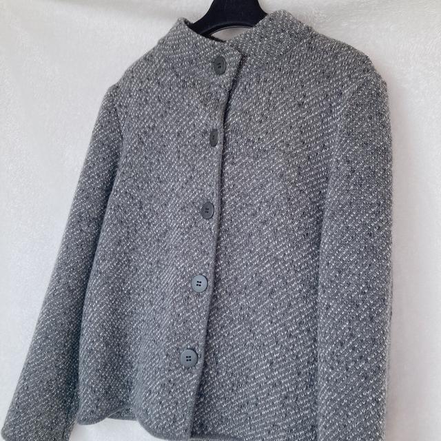 ゆったり ニット ハーフコート ジャケット ダークグレー M 裏地なし 毛混 日本製 N2m < 女性ファッション ゆったり ニット ハーフコート ジャケット ダークグレー M 裏地なし 毛混 日本製 N2m < 女性ファッションの