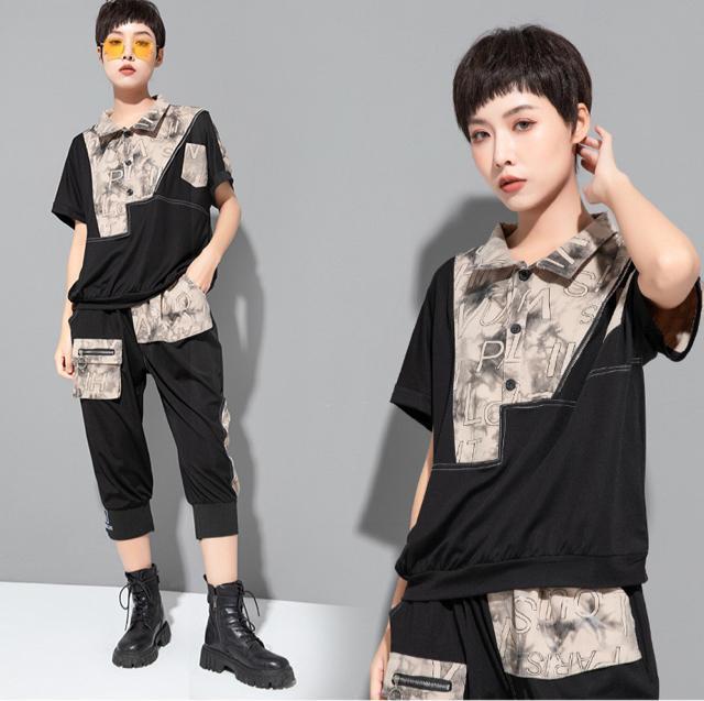 トップス カットソー  英字 ドルマン   配色 ベージュブラック 大きいサイズ < 女性ファッション  トップス カットソー  英字 ドルマン   配色 ベージュブラック 大きいサイズ  < 女性ファッションの