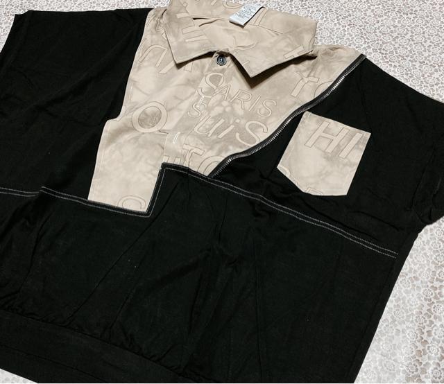 トップス カットソー  英字 ドルマン   配色 ベージュブラック 大きいサイズ < 女性ファッション  トップス カットソー  英字 ドルマン   配色 ベージュブラック 大きいサイズ < 女性ファッションの