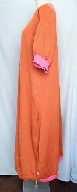 ◇PERSON'S NOBUO IKEDA  パーソンズ/ゆったり ニットワンピース 半袖/ブラウン×ピンク/大きいサイズLL < 女性ファッション  ◇PERSON'S NOBUO IKEDA  パーソンズ/ゆったり ニットワンピース 半袖/ブラウン×ピンク/大きいサイズLL < 女性ファッションの