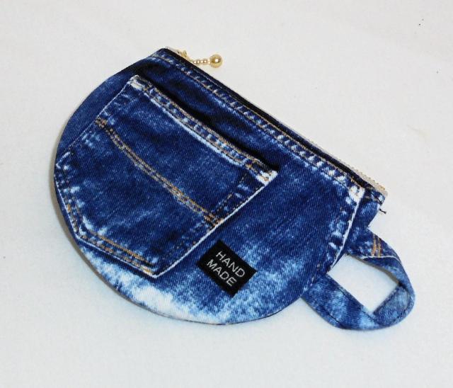 【13p】◆デニム柄ネイビーブルー地◆ティーカップ型ファスナーポーチ < 女性ファッション 【13p】◆デニム柄ネイビーブルー地◆ティーカップ型ファスナーポーチ < 女性ファッションの