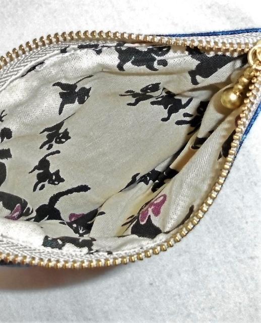 【13p】◆デニム柄ネイビーブルー地◆ティーカップ型ファスナーポーチ < 女性ファッション 【13p】◆デニム柄ネイビーブルー地◆ティーカップ型ファスナーポーチ < 女性ファッションの