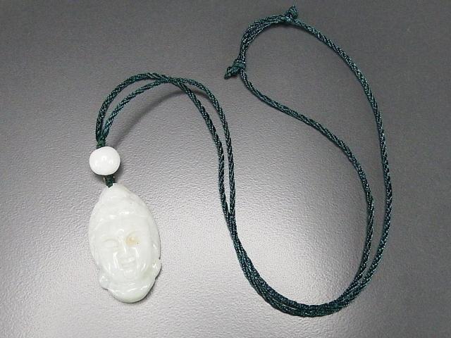 訳有ひすい本翡翠ジェダイト観音様精工彫り紐ネックレスUK2-2-12Za < 女性アクセサリー/時計  訳有ひすい本翡翠ジェダイト観音様精工彫り紐ネックレスUK2-2-12Za < 女性アクセサリー/時計の
