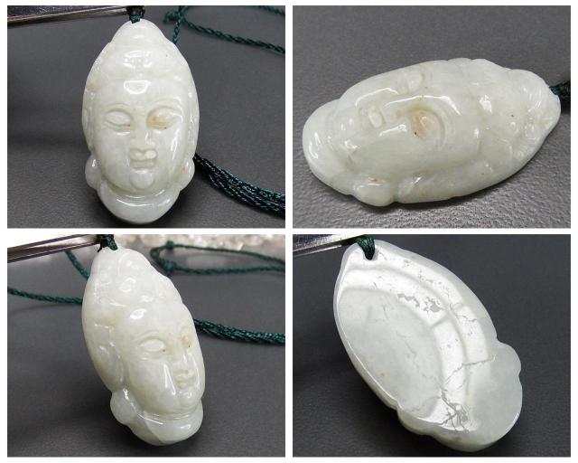 訳有ひすい本翡翠ジェダイト観音様精工彫り紐ネックレスUK2-2-12Za < 女性アクセサリー/時計  訳有ひすい本翡翠ジェダイト観音様精工彫り紐ネックレスUK2-2-12Za < 女性アクセサリー/時計の