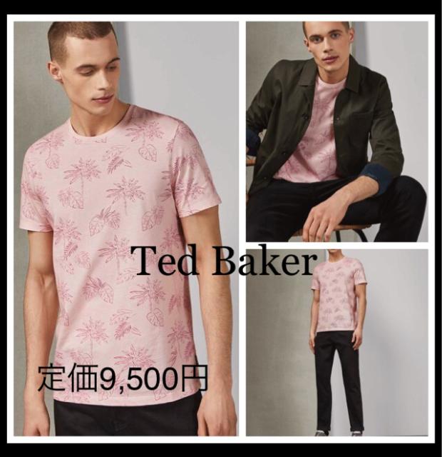 定価9,500円【新品】Ted Bakerテッドベイカー●ボタニカルTシャツ●ピンク●コットン●ヤシの木 リーフ < 男性ファッション  定価9,500円【新品】Ted Bakerテッドベイカー●ボタニカルTシャツ●ピンク●コットン●ヤシの木 リーフ  < 男性ファッションの