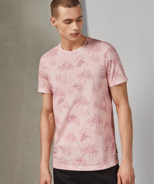 定価9,500円【新品】Ted Bakerテッドベイカー●ボタニカルTシャツ●ピンク●コットン●ヤシの木 リーフ < 男性ファッション  定価9,500円【新品】Ted Bakerテッドベイカー●ボタニカルTシャツ●ピンク●コットン●ヤシの木 リーフ < 男性ファッションの