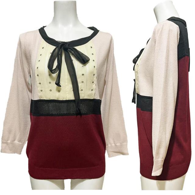 新品プラダPRADAバイカラーボウタイ春夏コットンニット < ブランド 新品プラダPRADAバイカラーボウタイ春夏コットンニット < ブランドの