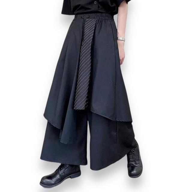 【新品/MANFINITY/S】斜めストライプ切替フラップ付ワイドパンツ < 男性ファッション  【新品/MANFINITY/S】斜めストライプ切替フラップ付ワイドパンツ < 男性ファッションの