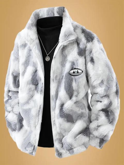 超お買い得3990円★メンズプラッシュジャケット ジップアップコート USAサイズM(日本サイズXL相当)グレーホワイト < 男性ファッション 超お買い得3990円★メンズプラッシュジャケット ジップアップコート USAサイズM(日本サイズXL相当)グレーホワイト < 男性ファッションの