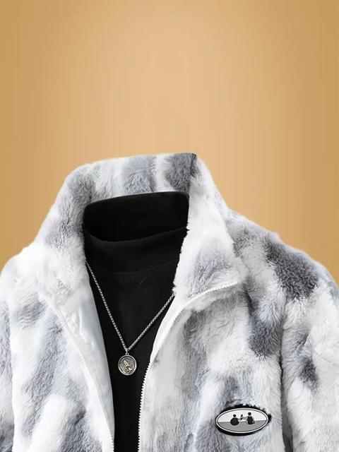 超お買い得3990円★メンズプラッシュジャケット ジップアップコート USAサイズM(日本サイズXL相当)グレーホワイト < 男性ファッション 超お買い得3990円★メンズプラッシュジャケット ジップアップコート USAサイズM(日本サイズXL相当)グレーホワイト < 男性ファッションの