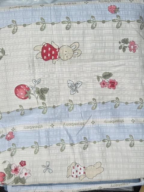 ☆シングル布団カバー☆4点セット ストロベリー×ラビット柄 ブルー系 < インテリア/ライフ ☆シングル布団カバー☆4点セット ストロベリー×ラビット柄 ブルー系 < インテリア/ライフの