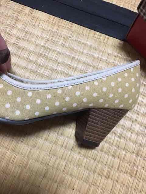 オープントゥパンプス/水玉/リボン/Lサイズ/ベージュ < 女性ファッション オープントゥパンプス/水玉/リボン/Lサイズ/ベージュ < 女性ファッションの