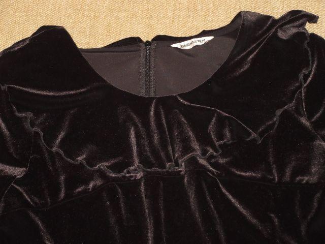 ベロア地*フリルトップス(ブラック)レディース < 女性ファッション  ベロア地*フリルトップス(ブラック)レディース < 女性ファッションの