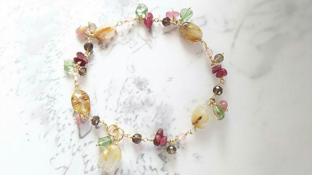 14kgf*花束色のブレスレット* 19002 < 女性アクセサリー/時計  14kgf*花束色のブレスレット* 19002  < 女性アクセサリー/時計の