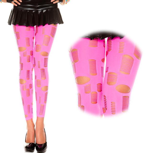 Music Legs カットデザイン 穴開きカラーレギンス ネオンピンク < 女性ファッション  Music Legs カットデザイン 穴開きカラーレギンス ネオンピンク  < 女性ファッションの