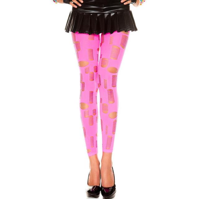 Music Legs カットデザイン 穴開きカラーレギンス ネオンピンク < 女性ファッション  Music Legs カットデザイン 穴開きカラーレギンス ネオンピンク < 女性ファッションの