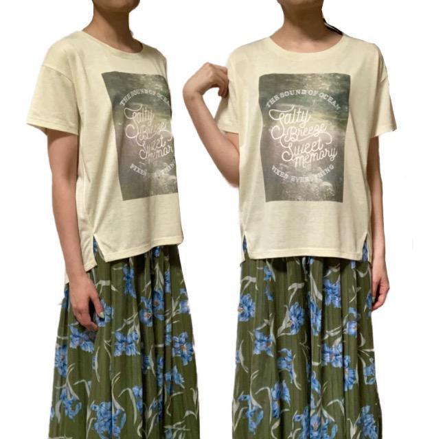 AvanLily◎セピア波プリント薄yellow半袖Tシャツ(F)新品 < ブランド AvanLily◎セピア波プリント薄yellow半袖Tシャツ(F)新品 < ブランドの