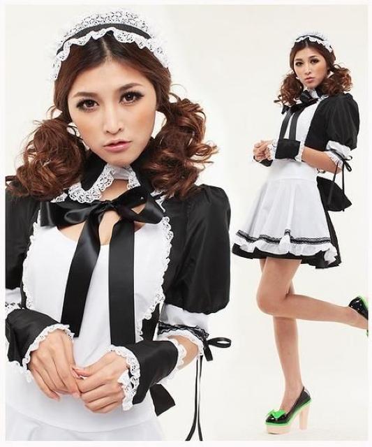 リボンが可愛いメイドコス 白黒 < 女性ファッション  リボンが可愛いメイドコス 白黒 < 女性ファッションの