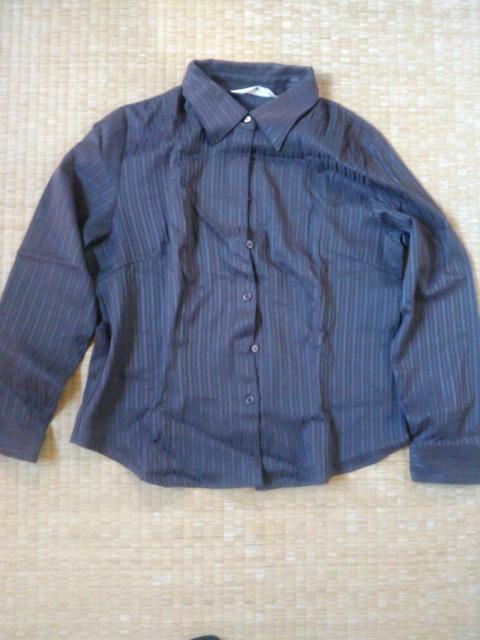 中古品 長袖シャツ 11号 茶色 ストライプ柄 < 女性ファッション 中古品 長袖シャツ 11号 茶色 ストライプ柄 < 女性ファッションの