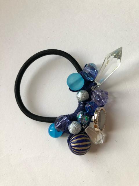 ハンドメイド ヘアゴム キラキラビーズ盛り盛り♪ ブルー < 女性ファッション  ハンドメイド ヘアゴム キラキラビーズ盛り盛り♪ ブルー < 女性ファッションの