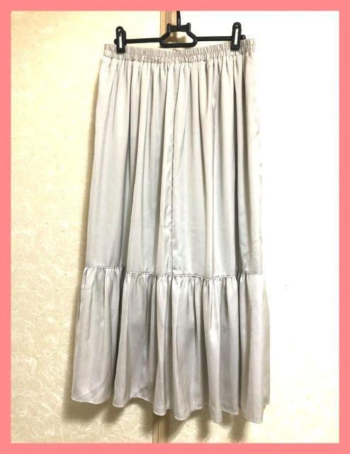 ☆今期新品☆ギャザーフリルフレアシャイニーロングスカートL☆ < 女性ファッション ☆今期新品☆ギャザーフリルフレアシャイニーロングスカートL☆ < 女性ファッションの
