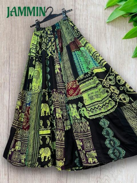 パッチワークフレアスカート アジアン ロングスカート ヒッピー エスニック < 女性ファッション パッチワークフレアスカート アジアン ロングスカート ヒッピー エスニック < 女性ファッションの