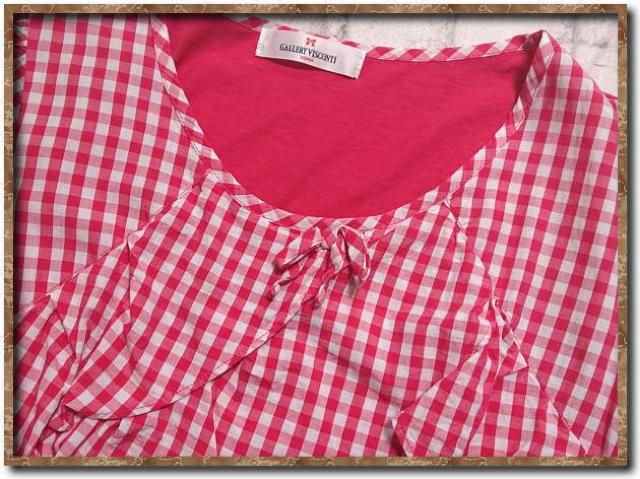 ギャラリービスコンティ リボン付き切替カットソー 赤系 < ブランド  ギャラリービスコンティ リボン付き切替カットソー 赤系 < ブランドの