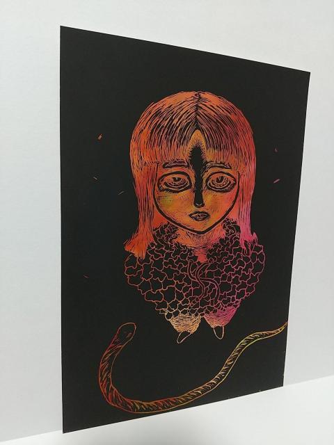 オリジナルイラスト 手描きイラスト ハンドメイド 狂 スクラッチアート モノクロ インテリア 原画 蛇 illustration < アニメ/コミック/キャラクター  オリジナルイラスト 手描きイラスト ハンドメイド 狂 スクラッチアート モノクロ インテリア 原画 蛇 illustration < アニメ/コミック/キャラクターの