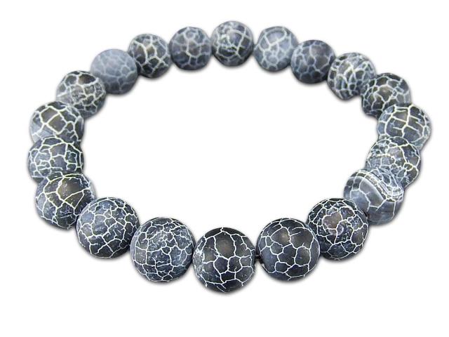 レア天然石黒フロストドラゴンアゲート約10mm数珠ブレスレットM22-02 < 男性アクセサリー/時計  レア天然石黒フロストドラゴンアゲート約10mm数珠ブレスレットM22-02  < 男性アクセサリー/時計の