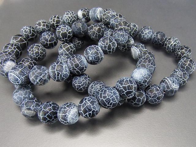 レア天然石黒フロストドラゴンアゲート約10mm数珠ブレスレットM22-02 < 男性アクセサリー/時計  レア天然石黒フロストドラゴンアゲート約10mm数珠ブレスレットM22-02 < 男性アクセサリー/時計の