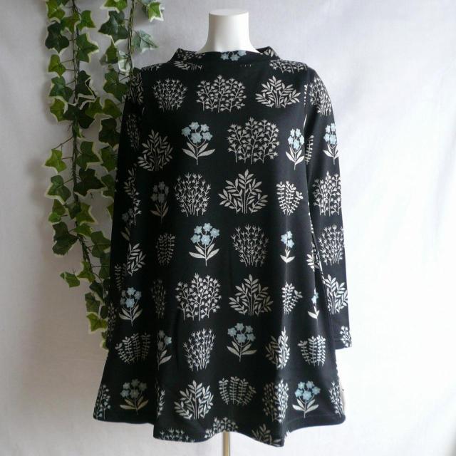 新品 9997 ML 北欧風 ボタニカル柄 裏起毛 チュニック 黒系 秋 冬 レディース ニットソー ハイネック 上品 < 女性ファッション 新品 9997 ML 北欧風 ボタニカル柄 裏起毛 チュニック 黒系 秋 冬 レディース ニットソー ハイネック 上品 < 女性ファッションの