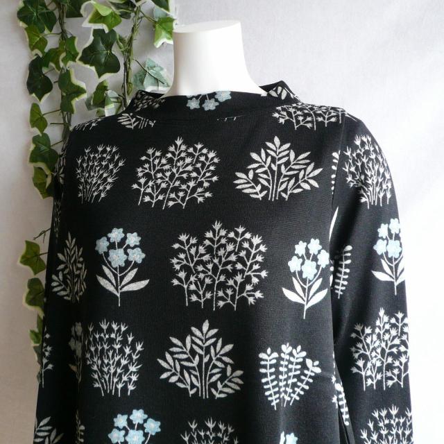 新品 9997 ML 北欧風 ボタニカル柄 裏起毛 チュニック 黒系 秋 冬 レディース ニットソー ハイネック 上品 < 女性ファッション 新品 9997 ML 北欧風 ボタニカル柄 裏起毛 チュニック 黒系 秋 冬 レディース ニットソー ハイネック 上品 < 女性ファッションの