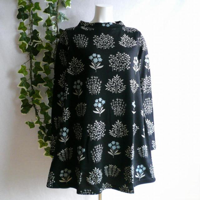 新品 9997 ML 北欧風 ボタニカル柄 裏起毛 チュニック 黒系 秋 冬 レディース ニットソー ハイネック 上品 < 女性ファッション 新品 9997 ML 北欧風 ボタニカル柄 裏起毛 チュニック 黒系 秋 冬 レディース ニットソー ハイネック 上品 < 女性ファッションの