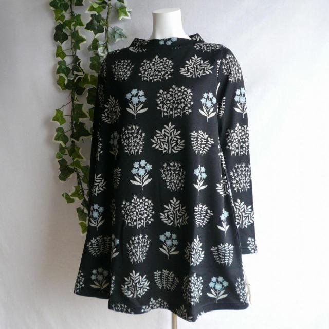 新品 9997 ML 北欧風 ボタニカル柄 裏起毛 チュニック 黒系 秋 冬 レディース ニットソー ハイネック 上品 < 女性ファッション 新品 9997 ML 北欧風 ボタニカル柄 裏起毛 チュニック 黒系 秋 冬 レディース ニットソー ハイネック 上品 < 女性ファッションの