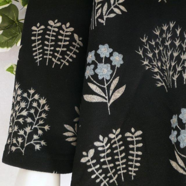 新品 9997 ML 北欧風 ボタニカル柄 裏起毛 チュニック 黒系 秋 冬 レディース ニットソー ハイネック 上品 < 女性ファッション 新品 9997 ML 北欧風 ボタニカル柄 裏起毛 チュニック 黒系 秋 冬 レディース ニットソー ハイネック 上品 < 女性ファッションの