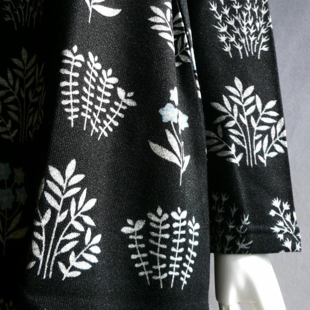 新品 9997 ML 北欧風 ボタニカル柄 裏起毛 チュニック 黒系 秋 冬 レディース ニットソー ハイネック 上品 < 女性ファッション 新品 9997 ML 北欧風 ボタニカル柄 裏起毛 チュニック 黒系 秋 冬 レディース ニットソー ハイネック 上品 < 女性ファッションの